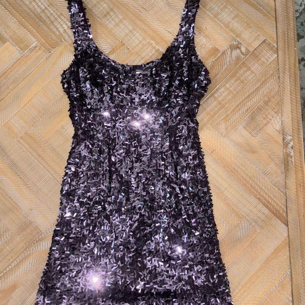 Purple Mini Bodycon Dress Sleeveless Scoop Neck